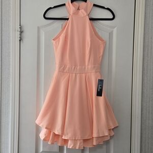 Lulus Dress Rehearsal Bright Peach Skater Dress.